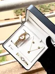 Elegant Rose-Gold Women's Watch, Bracelet, Ring Gift Set - 3
