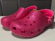 Hot Pink Glitter Crocs Classic Clogs - 1