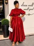 Classy Party Dresses - Women's Half Sleeve Long Dresses - 1