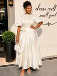 Classy Party Dresses - Women's Half Sleeve Long Dresses - 2
