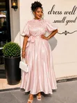 Classy Party Dresses - Women's Half Sleeve Long Dresses - 3