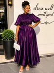 Classy Party Dresses - Women's Half Sleeve Long Dresses - 4