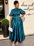 Classy Party Dresses - Women's Half Sleeve Long Dresses - 5