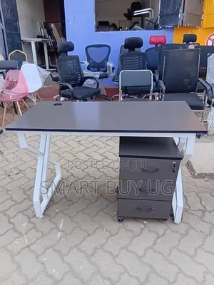 Brand New Office Table with Metallic Frame and Wooden Top