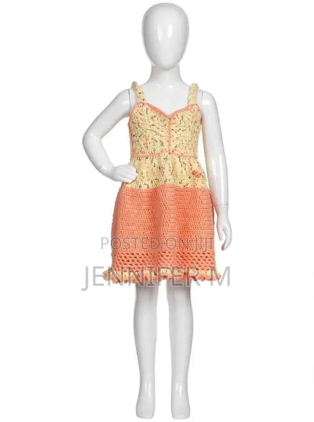 KUZAJ Peach Sorbet Handmade Crochet Dress for Children (Ages 4-7) - 1