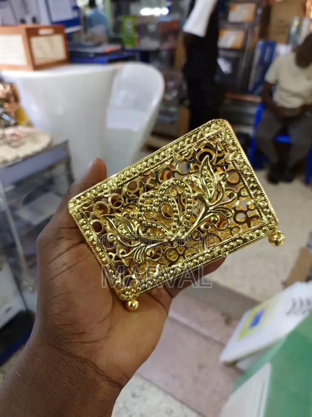 Decorative Gold-Toned Filigree Metal Napkin Holder - 1