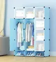 3 Column Plastic Wardrobe - Blue - 2