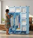 3 Column Plastic Wardrobe - Blue - 3