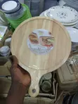 Round Wooden Pizza Serving Plate - 1
