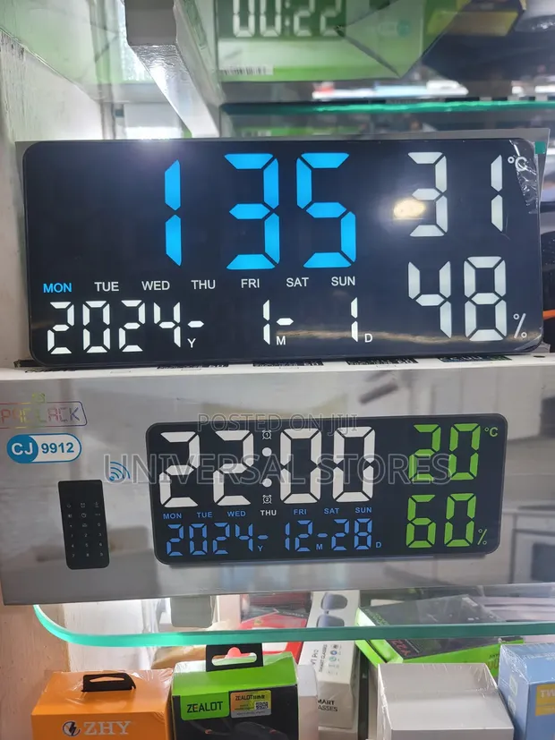 Large LED Digital Wall Clock with Temperature & Remote - 1