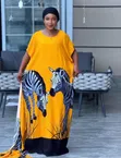 African Cotton Dress with Scarf - 4
