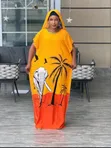 African Cotton Dress with Scarf - 5