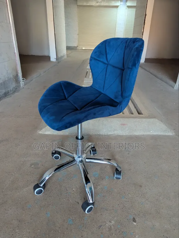Brand New Blue Fabric Stool - Adjustable & Movable - 1