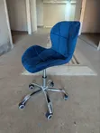 Brand New Blue Fabric Stool - Adjustable & Movable - 1