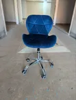 Brand New Blue Fabric Stool - Adjustable & Movable - 2
