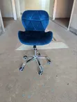 Brand New Blue Fabric Stool - Adjustable & Movable - 4
