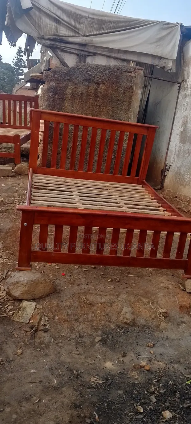 5x6 Shiny Brown Bed Frame - 1