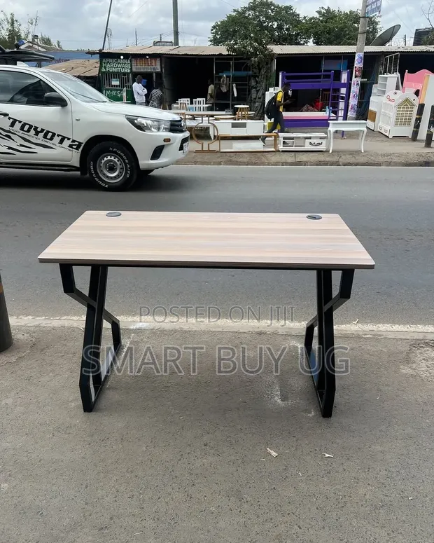 Brand New Metallic Office Desk - 120cm Executive White/Brown - 1