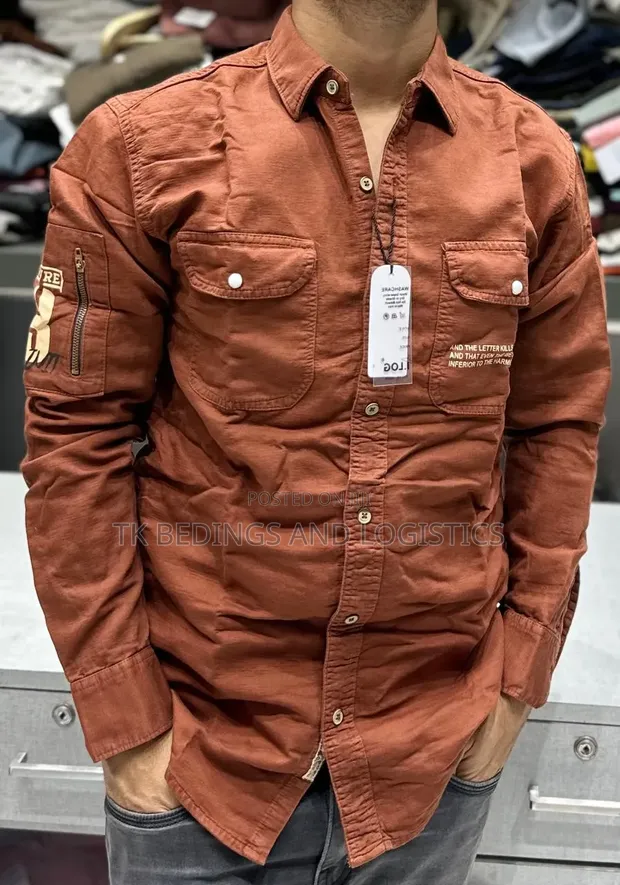 Men's Long Sleeve Cargo Shirts - 1