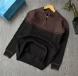 Men's Ribbed Colour Block Quarter-Zip Pullover Sweaters - 1