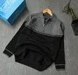 Men's Ribbed Colour Block Quarter-Zip Pullover Sweaters - 2
