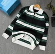 Striped Collared Half-Zip Sweaters - 4