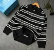 Black-and-White Striped Knitted Half-Zip Pullover Sweater - 3