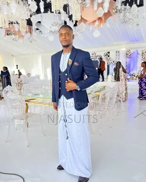 Custom Navy Blue Suit Set with Quality Kanzu