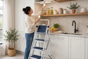4-Step Foldable Ladder (White/Black) - 200kg Max Load