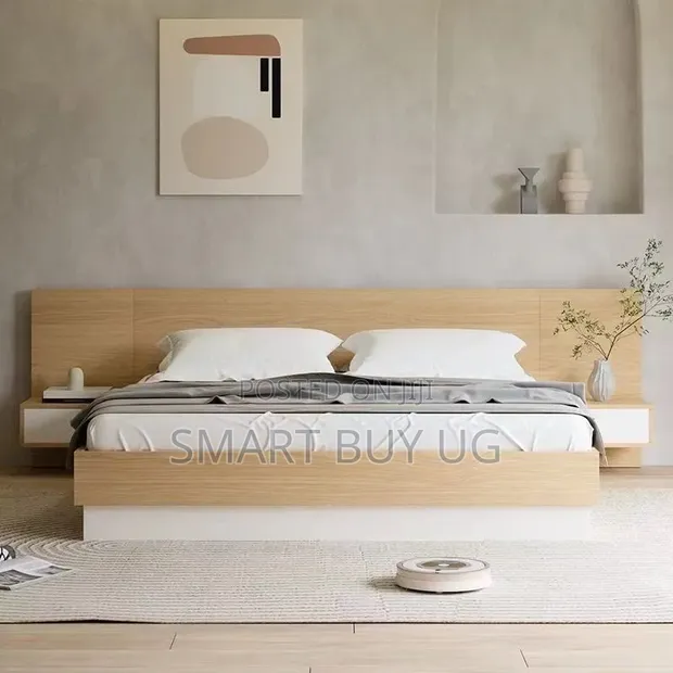Brand New 6x6 Wooden Bed Frame with Headboard - Brown - 1