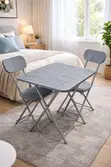 Foldable Table with 2 Chairs - Grey - 1