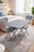 Foldable Table with 2 Chairs - Grey - 2