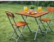 Foldable Table with 2 Chairs - Brown - 1