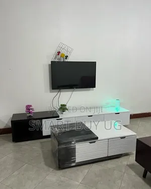 7ft TV Stand & Center Table Combo - White/Black