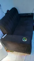 Modern 2-Seater Sofa with Cup Holders - Black - 1