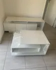 TV Stand & Glass Center Table Set - White - 2