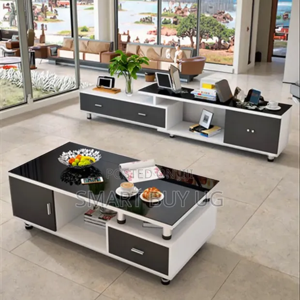 Wooden TV Stand & Glass Center Table Combo - 1
