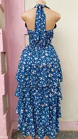 Beautiful Blue Floral Tiered Maxi Dress - 2