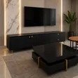 6ft Black TV Stand & Glass Center Table Combo - 2