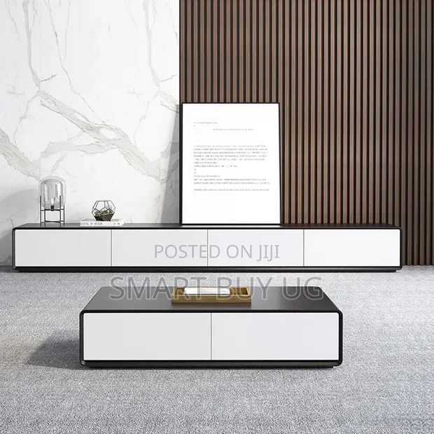 Wooden TV Stand + Glass Center Table Combo - 1