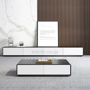 Wooden TV Stand + Glass Center Table Combo