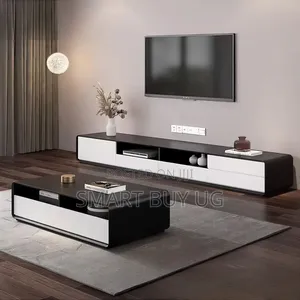8ft Black TV Stand & Center Table Combo