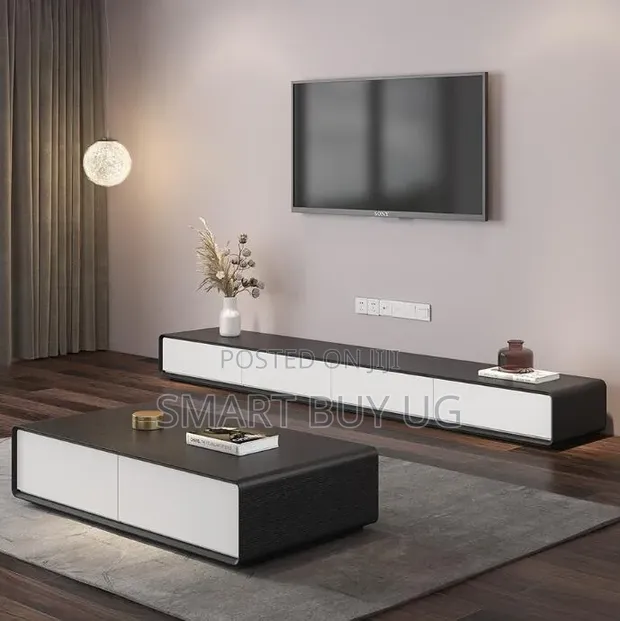 8ft White TV Stand & Center Table Combo - 1
