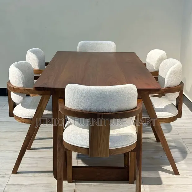 Modern 6-Seater Dining Set with Soft Backrest - 1