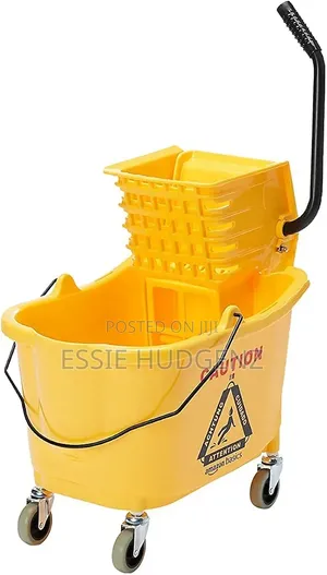 Commercial Mop Bucket with Side-Press Wringer and Swivel Wheels (24L)