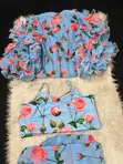 Zara Wears Floral Party Dinner Dress - Blue, Size L-XXL - 4
