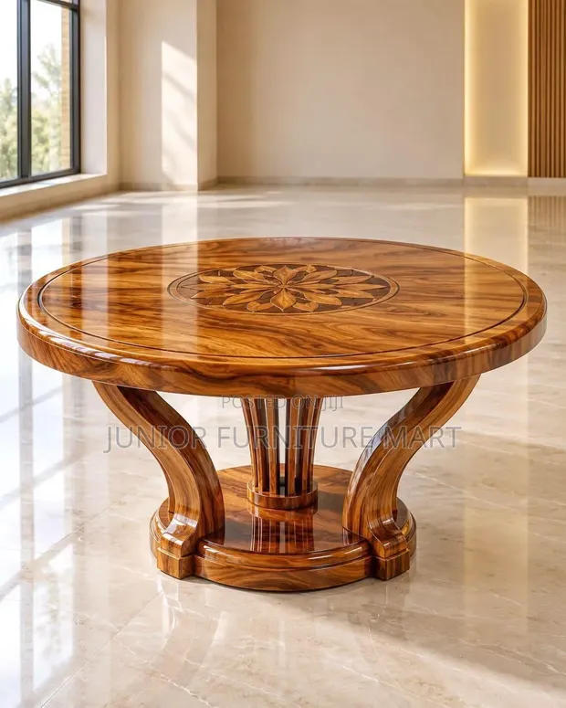Modern Circular Hardwood Table - 1