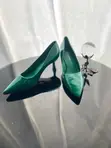 Green Ladies Slingback Low Heel Office Shoes - 2