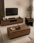 1.2m Brown Classic TV Stand & Center Table Set - 2