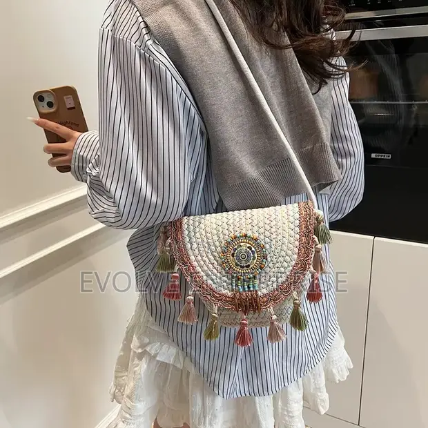Bohemian Beaded Fringe Crossbody Bag - 1